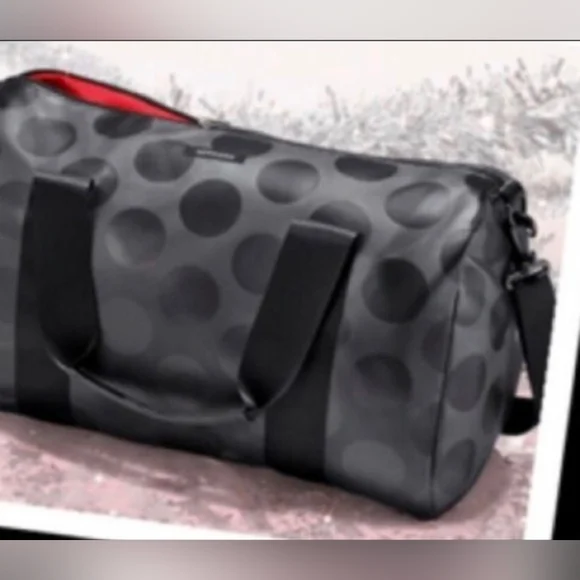Sephora Black On Black Polka Dot Duffle Travel Carry On Weekender Bag NWOT - Picture 9 of 9